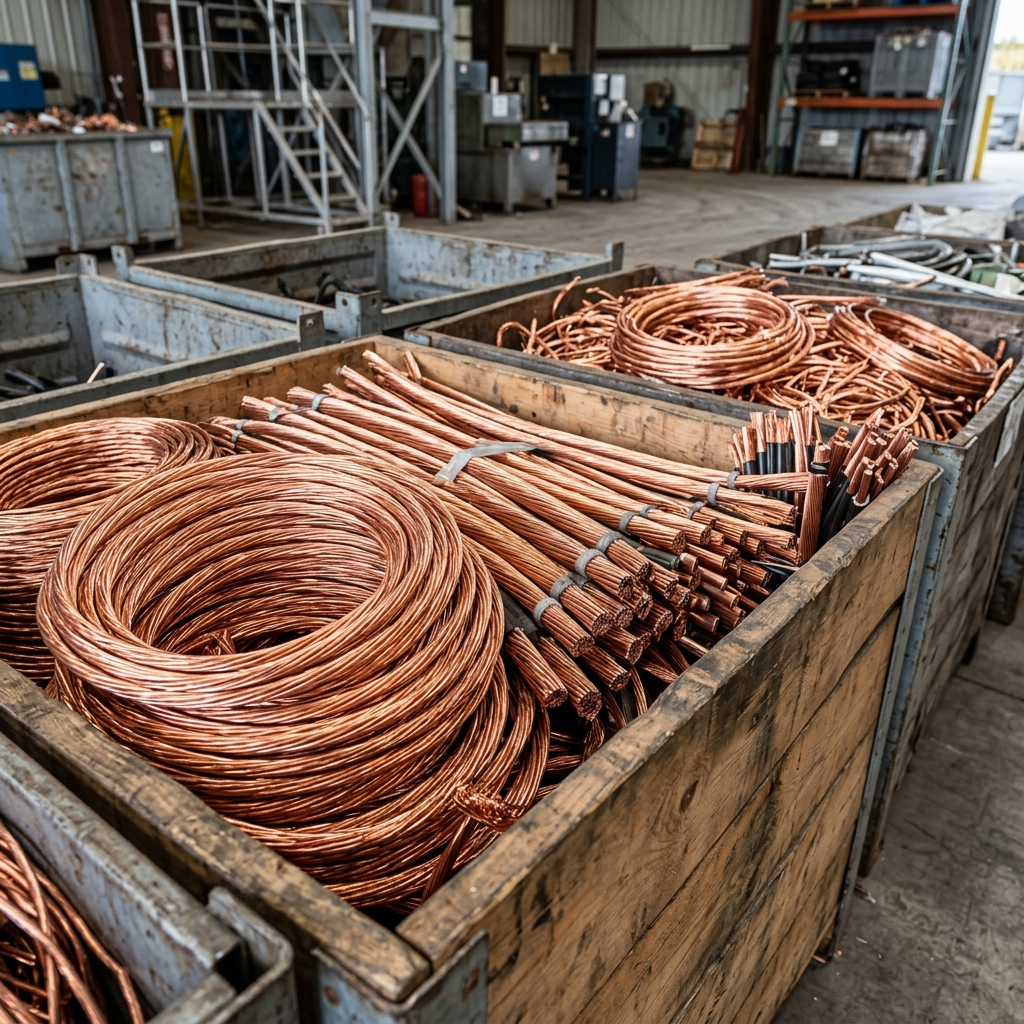 Altmetalle und Kupferkabel sortiert für den Schrottankauf