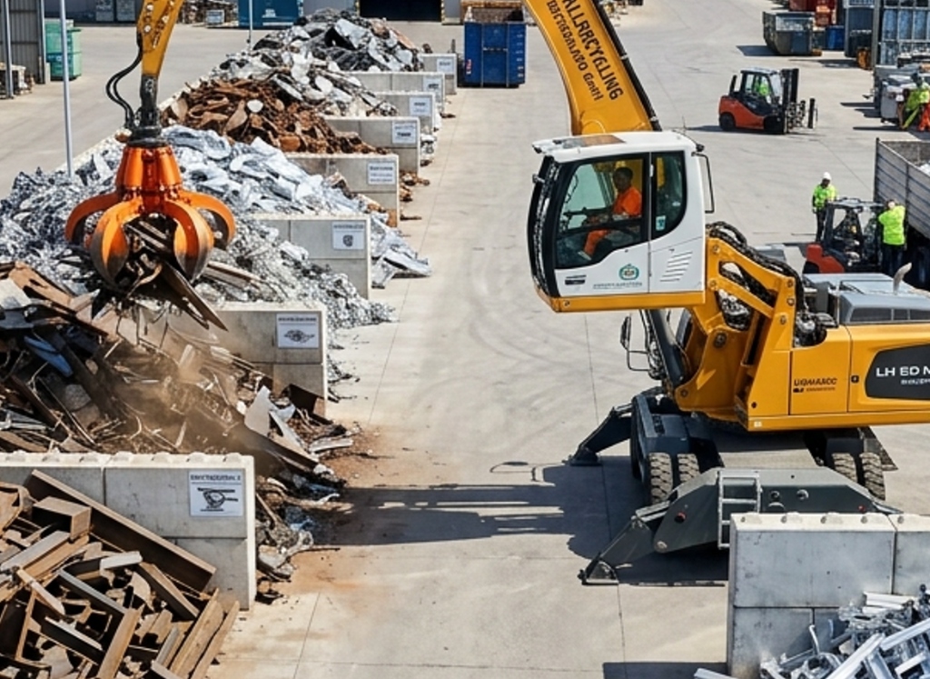 Moderner, sauber strukturierter Recyclinghof und Schrottplatz von RHR Rohstoffhandel Rheinland